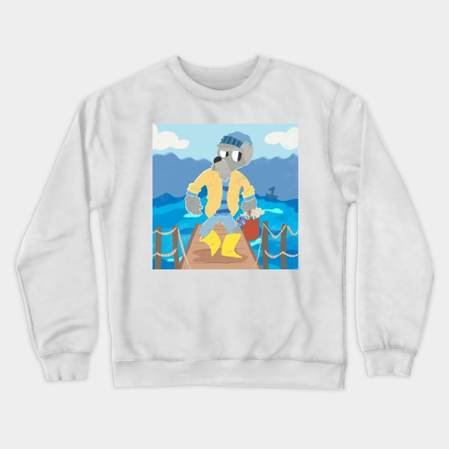 fisherman schnauzer Crewneck Sweatshirt by paigedefeliceart@yahoo.com